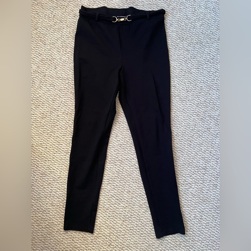 Mango black legging pants with attached belt